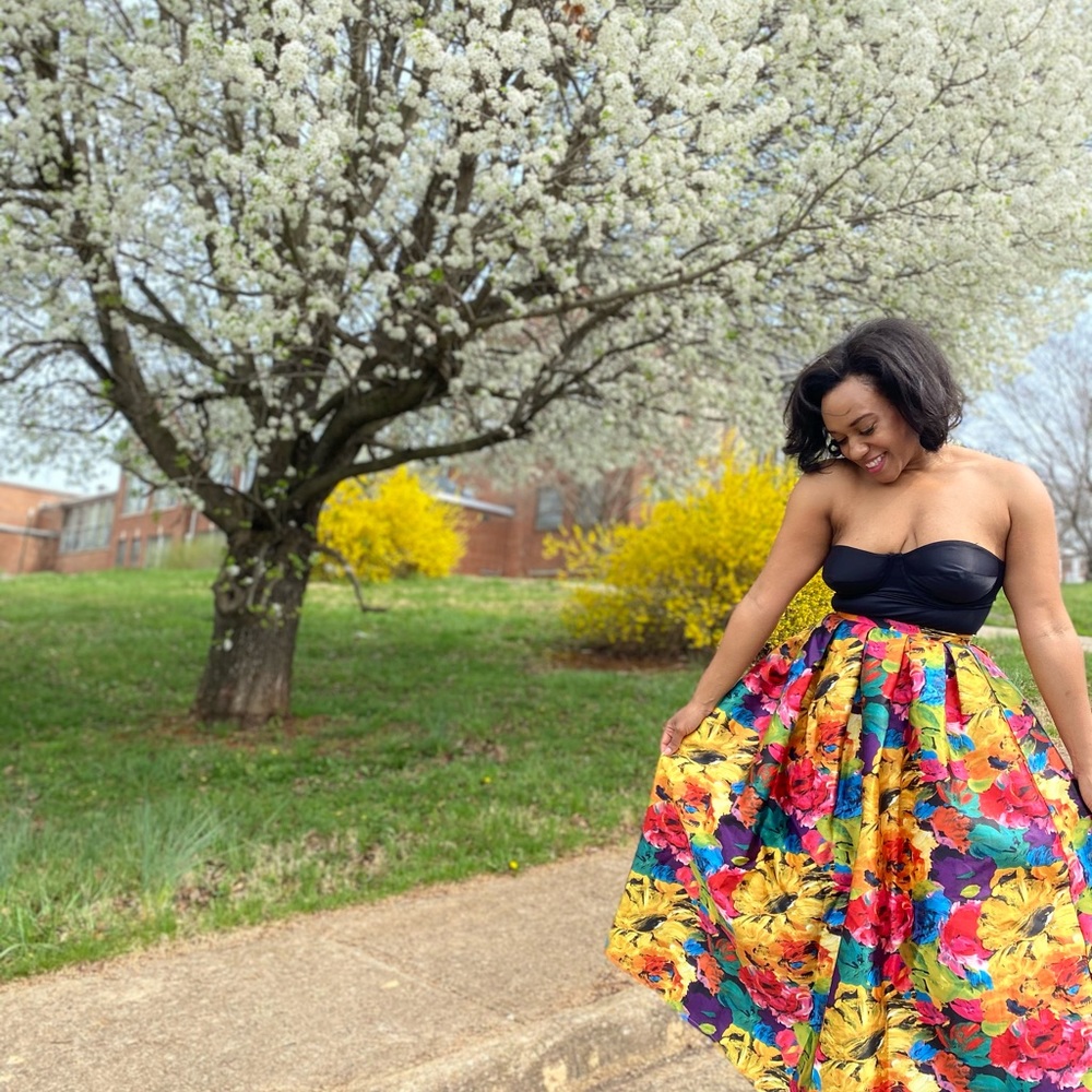 Ark & Co floral A-line full circle maxi long skirt - Picture 9 of 9